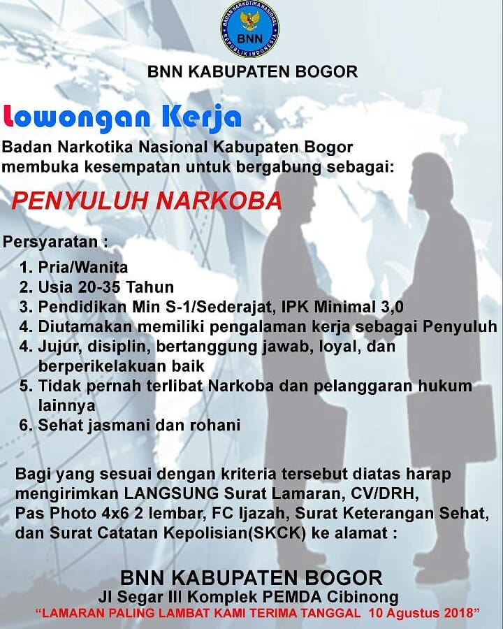 Pengumuman Rekrutmen BNN Kabupaten Bogor Tahun 2018.