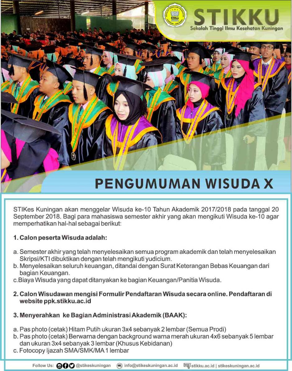 Informasi Wisuda X STIKes Kuningan Tahun Akademik 2017/2018.