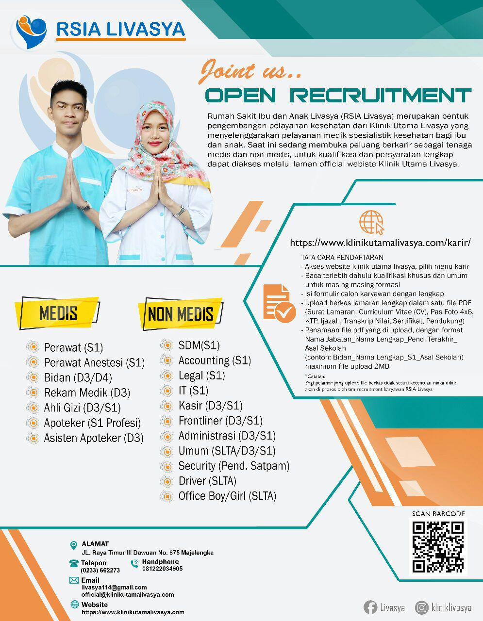 Open Recruitmen RSIA LIVASYA Majalengka Bulan Oktober 2018.